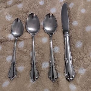 Oneida Onieda craft Arbor Rose Silverware Apoons And Knife